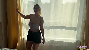 Club girl I banged last night begs for morning doggystyle with her cute small waist