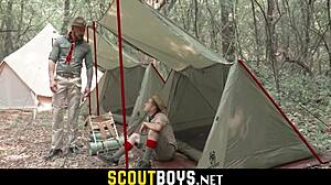 little twink’s ass stretched bareback by scoutmaster in woods!