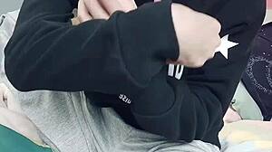 Slim gay teen passionately sucks his sexy feet in foot fetish ecstasy.