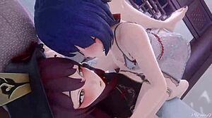 Hu Tao's Intense Lesbian Scene in Hentai!