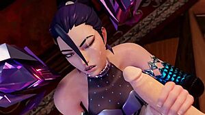 kda kaisa gets wild sucking and banging 2 big cocks hard