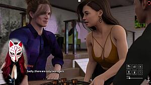 Playful fox cosplayer shows upskirt in public