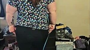 bbw brunette strips and dances