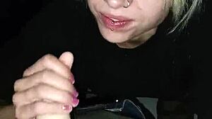 sexy girl sucks dick at the back of the truck in the city center