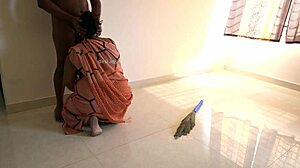 I got my Tamil maid Prabha to jerk my dick between work.