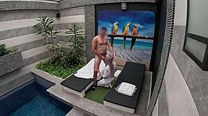 Room service girl gives blowjob in private suite