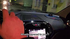 Married Slut Swallows Taxi Driver's Cum Outdoors