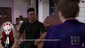 Playful fox cosplayer shows upskirt in public