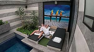 Room service girl gives blowjob in private suite