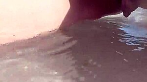 shaved pussy caught peeing on public beach