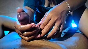 Outdoor indo massage turns into handjob session with close-ups