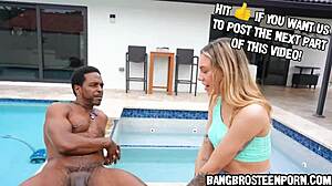 She caught her black stepdad doing naked yoga outside, what a surprise!