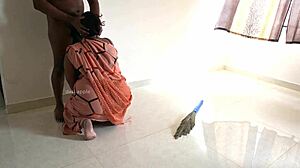 I got my Tamil maid Prabha to jerk my dick between work.