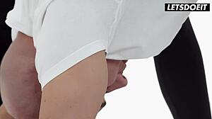 Clea Gaultier moans during deep banging by personal trainer after yoga