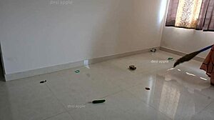 I got my Tamil maid Prabha to jerk my dick between work.