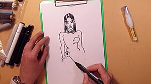 Drawn Hot Sexy Girl In Latex Quick Sketch With Markers
