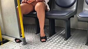 18-Year-Old Stepdaughter Flashing Without Panties on Public Bus