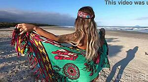 Housewife caught masturbating on the beach just before orgasm