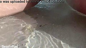 shaved pussy caught peeing on public beach