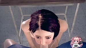 Anime classmates fucking in public classroom