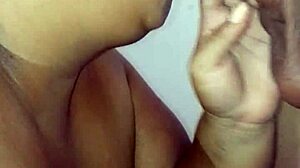 wife gives a delicious blowjob to her husband