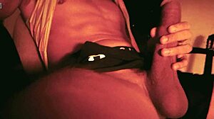 Moaning guy jerks big cock to hard cum after school