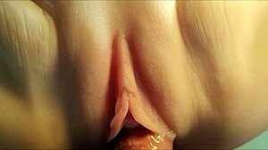 Hey, look at her white tender pussy taking double penetration with toys!