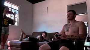 Behind Scenes Sucking Carmona Playing Video Game