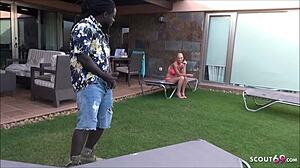 Milf Kacy Sucks Black Poolboy's Big Cock - German Interracial! 😍