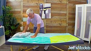 Skilled masseur toys hairy redhead adora bell's plump pussy during sensual massage