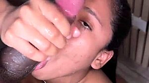 He can't last long and cums early while I suck his huge cock