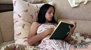 Step Son Fingers Step Mom While She Reads, Then Fucks Her Deep