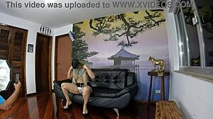 Elisa Ferraz prepares naked for her first double penetration in the mansion