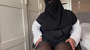 Hot Arab MILF in Pantyhose Masturbates to Explosive Orgasm