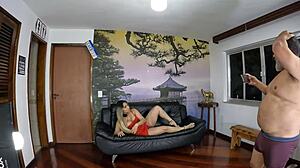 Elisa Ferraz prepares naked for her first double penetration in the mansion