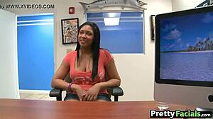 hot black teen 18+ gets facial from carmen michaels