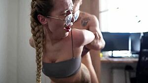 Blonde step sis learns blowjob with big cock and girls kissing