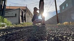 Oh, public pussy licking leads to car sex orgasm!