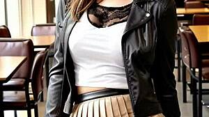 art lessons with leather and skirt