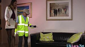 The british whore in heels gets her clothes ripped by a big cock, dripping cum in hardcore action.