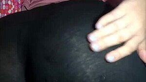 Sleepover with my friend wearing mini black shorts.