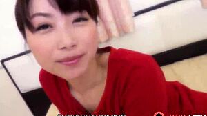 Japanese housewife Tsubaki Kato sucks her lover’s hard cock in uncensored close-up