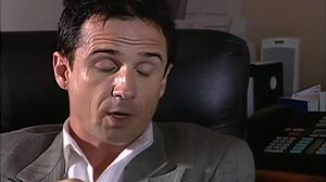 Blonde secretary Brittney Skye works at her desk