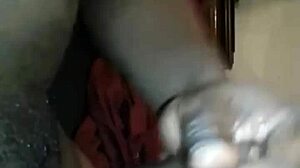 Big black cock delivers a huge cum load surprise during intense fucking.