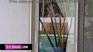 Interracial threesome in a hot and steamy trailer scene