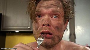 sexy mistress pegging married man with strapon in rough painful session. his ass takes brutal femdom action.