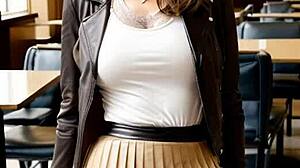 art lessons with leather and skirt