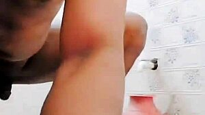 Crossdresser pisses and masturbates in the toilet!