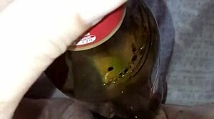 Gretala, pregnant and excited, rubs the bottle on her juicy pussy lips