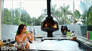 Look at that milf! She's masturbating in the bathroom with big tits!